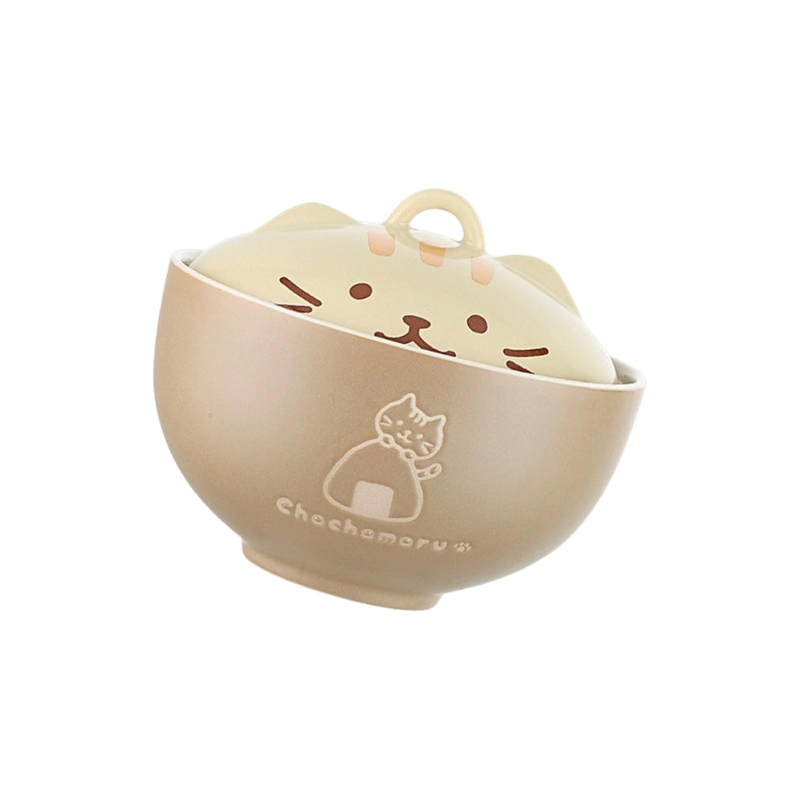 Kalttoy Japanese Creative Ceramic Soup Bowl with Cartoon Cats Cover Designs 550ML Capacity Microwave Dishwasher Safe Tableware Creative Tableware