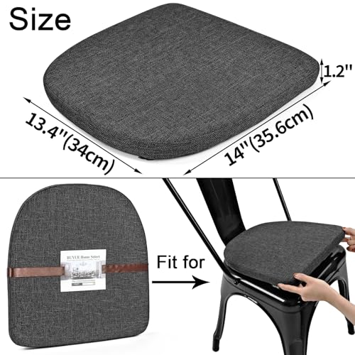 Image of BUYUE Friendly Woven Fabric 14x14 Magnetic Cushions for Metal Chair Set of 4, Enhanced Anti-Slip Seat Pads for Dining Kitchen Cafe Stackable Chairs (U-Shape, Dark Gray, 4 Counts)