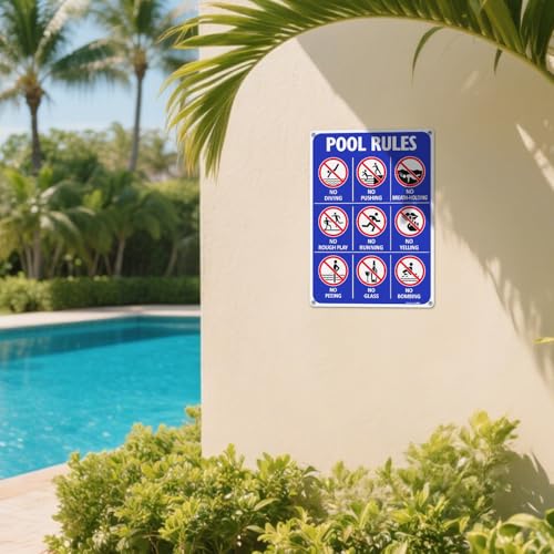 Cartel Reglas de Piscina T&R 14x10 Pulgadas Aluminio miniatura 6