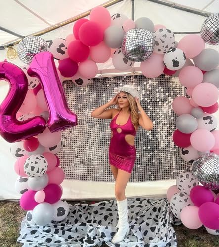 Image of Hot Pink Number 7 Balloon 40 Inch, 7th Birthday Party Decorations, Giant 7 Foil Balloon for Party Supplies