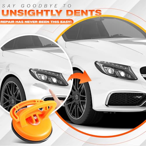 Image of Baderke 5 Packs Car Dent Puller, Dent Repair Kit: Puller Dent Suction Remover Tool with Rag and Sponge for Car Body Dent, Glass, Screen, Tiles & Lifting Objects Moving(Orange+Black+Orange)