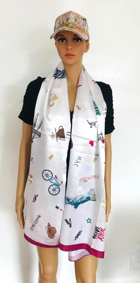 New York USA Fashion Accessory Large Scarf Silk-Like Collectible NYC Holiday Gift Souvenir Wrap Shawl3