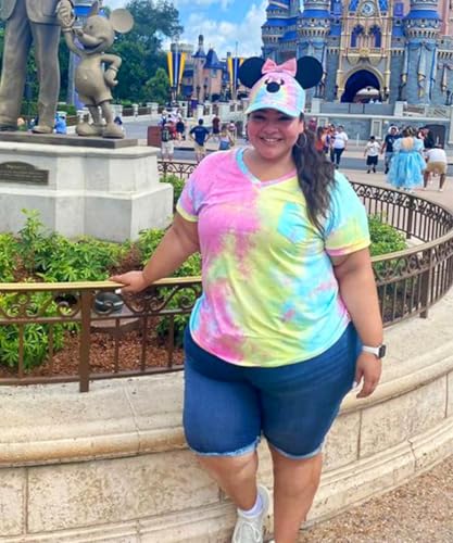 Image of TIYOMI Plus Size Tops for Women V Neck Tshirts Basic Tunic Casual Hawaii Floral Tie Dye Camo Summer Short Sleeve Tee XL-5XL