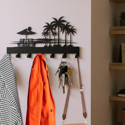Image of Ventuos Metal Wall Mounted Key Holder with 6 Hooks, Modern 2 Design, Key Organizer for Home Office Bedroom Entryway
