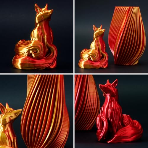 Image of Dual Color Silk PLA Filament 1.75mm Gold Red 1KG, Shiny High Gloss Finish, Seamless Color Transition, Neatly Wound, Accuracy + /-0.02mm Vacuum Packaging