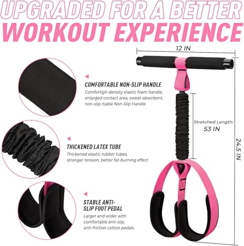 Upgraded Pedal Resistance Band with Handle, Thickened Latex Tubes Soft Foam Foot Pedal, Multifunctional Home Workout Equipment for Belly Fat Burning,Full Body Training,Core ABS &Sit Up - Image 5