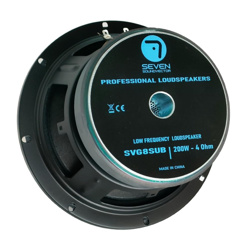 Seven Soundvector SVG8SUB/4 Caisson de Basses 8 Pouces Haut-Parleur Professionnel pour Basses Sub-Basses 4 Ohm 400W