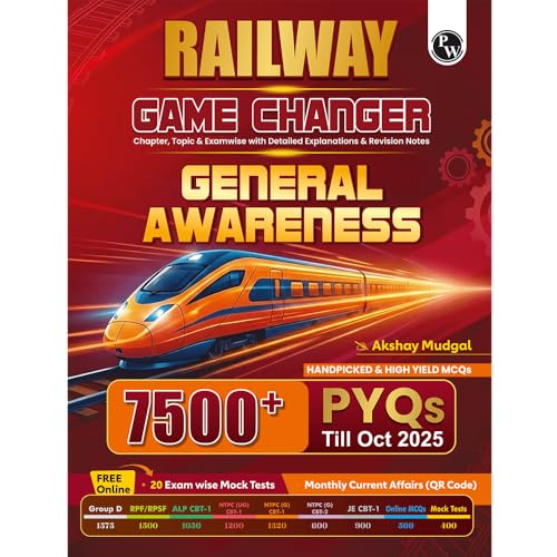 Image of PW Railway Game Changer General Awareness by Akshay Sir | 7500+ TCS MCQs for 2026 Exam | Chapter, Topic & Exam-wise PYQs | RRB Group D, NTPC Grad & UG, RPF, ALP CBT-1, JE CBT-1 | RRB Group D Book 2026