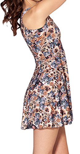 Image of Sister Amy Printed Elastic Sleeveless Shaping Breathable Camisole Skater Dress