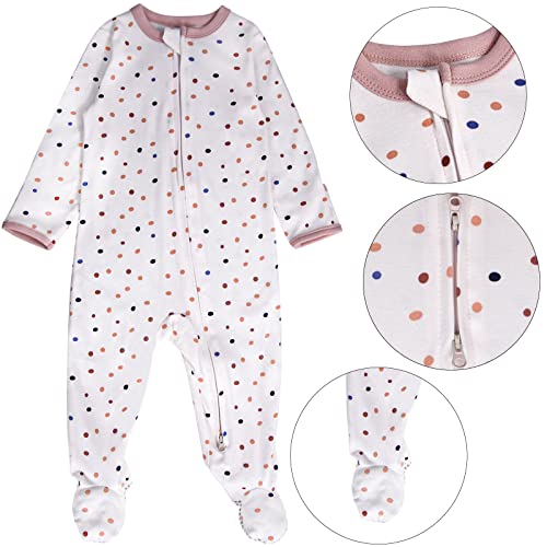 Baby Footed Pajamas with Mitten Cuffs - 3 Pcs Girls Boys Footie Sleeper Newborn, Zipper Footies Sleep 'n Play4