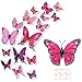 Adesivi Farfalle da Parete 36 Pezzi,3D decorazione murali Farfalle,DIY Ornamenti per Matrimoni Festa Camera da Letto Casa giardino (Viola/Rosa/Rosso)