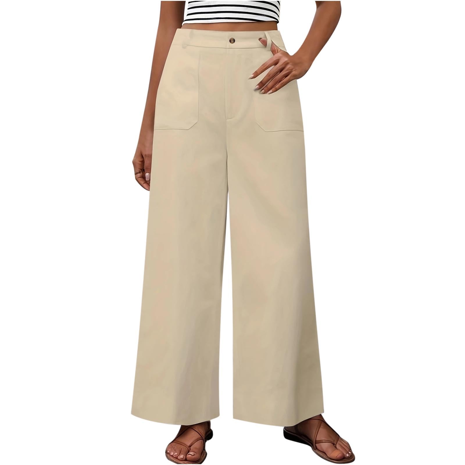 Women Casual High Waist Suit Pants Business Work Trousers Dressy Stretchy Trousers Straight Suits Pants Wide Leg Pant