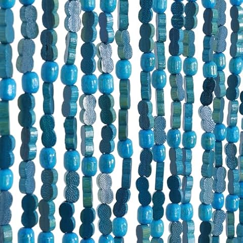 BECHAEO Handmade Beaded Door Curtain for Doorway Boho Hanging Door Bead Curtain for Hallway Closet Bedroom Living Room Divider Hippie Aesthetic Room Decor, 35.5 x 75 Inches Blue Cover