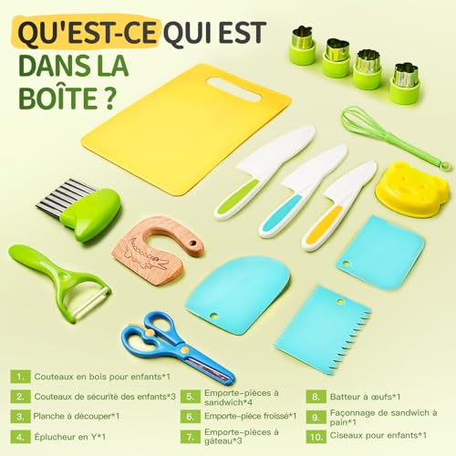 Kit couteaux cuisine enfants 17 pcs sécurité NCBLZ – Image 2