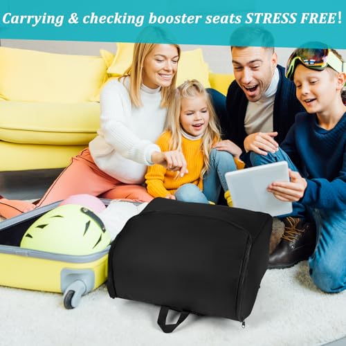 Image of Dansydaisy Padded Backless Booster Car Seat Travel Bag for Airplane Durable Car Seat Bag Cover for Waterproof Foldable Stroller Carrier Backpack with Padded Shoulder Straps