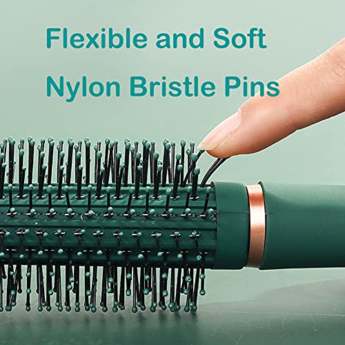 Rn Beauty Styling Brush Detangling Brush Anti-Static Massage Hair Brushes Nylon Bristle Pins Blow Drying Detangler Hairbrush For Women Of All Hair Styling Types Blackish Green Color - Round #TOP4