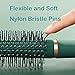 RN BEAUTY Styling Brush Detangling Brush Anti-Static Massage Hair Brushes Nylon Bristle Pins Blow Drying Detangler Hairbrush for Women of All Hair Styling Types Blackish Green Color - Round