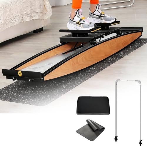 ZHDANB Allenatore di Sci, Sci Indoor, Portata Massima 150kg/330lb, Resistenza Regolabile 0-100kg, Simulatore di Sci Portatile, per l'allenamento Vita,Addome Gambe OptionB