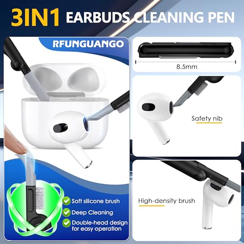 Image of RFUNGUANGO for Airpods 3rd Generation Case with Secure Lock Clip, Full Body Shockproof Hard Shell Protective,for AirPods 3 Case Compatible with Apple AirPod 3rd Gen 2021 [Front LED Visible] - Black