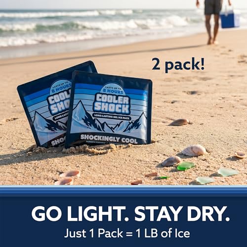 Image of Cooler Shock Reusable Ice Packs for Cooler - Long Lasting Cold Freezer Packs for Coolers and Lunch Boxes - Cooler Ice Packs for Camping Gear, Fishing, Road Trips, Beach Must Haves