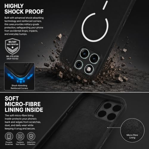 Image of SBMS Silicone Back Cover Case for Motorola Edge 70 Fusion 5G | Soft Micro-Fibre Lining Inside | Magsafe Print On Back Side Camera Protection Bump | Shockproof Case Moto Edge 70 Fusion (Black)