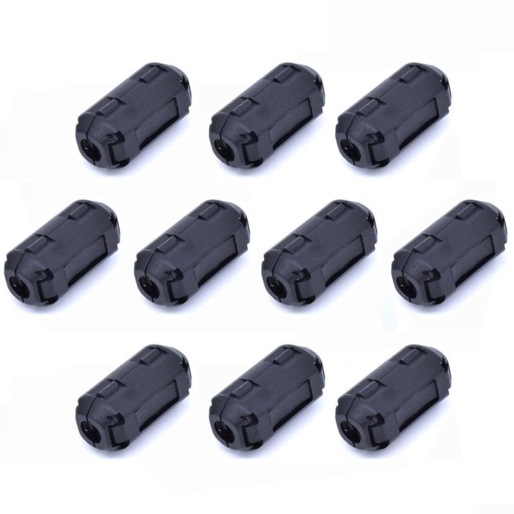 5mm Ferrite Cores, Ferrite Choke Ferrite Clip-on Ferrite Ring Core RFI for EMI Noise Suppressor Cable Clip for USB/Audio/Video Cable Power Cord, Black (10Pcs)