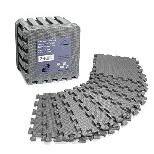 Wemk Suelo de Gimnasio, 24 Piezas EVA Esterilla Puzzle, 32x32cm, Bordes incluidos, Esteras Protectoras Antideslizantes para Salas y máquinas de Fitness