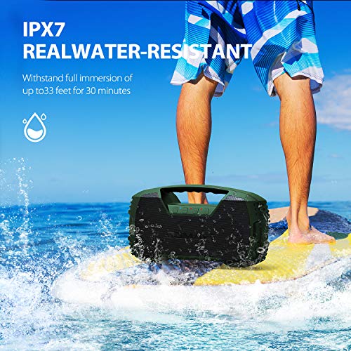 AOMAIS GO Bluetooth Speakers, 40H Playtime Outdoor Portable Speaker, 40W Stereo Sound Rich Bass, IPX7 Waterproof Bluetooth 5.0 Wireless Pairing,10000mAh Power Bank, for Party, Travel -Green[2020 New] - Thumbnail 2