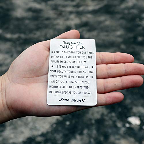 XYBAGS Gifts for Daughter from Mom, To My Daughter Engraved Wallet Card Inserts with Inspirational Quotes, Christmas, Birthday, Wedding, Graduation, Gift Ideas4