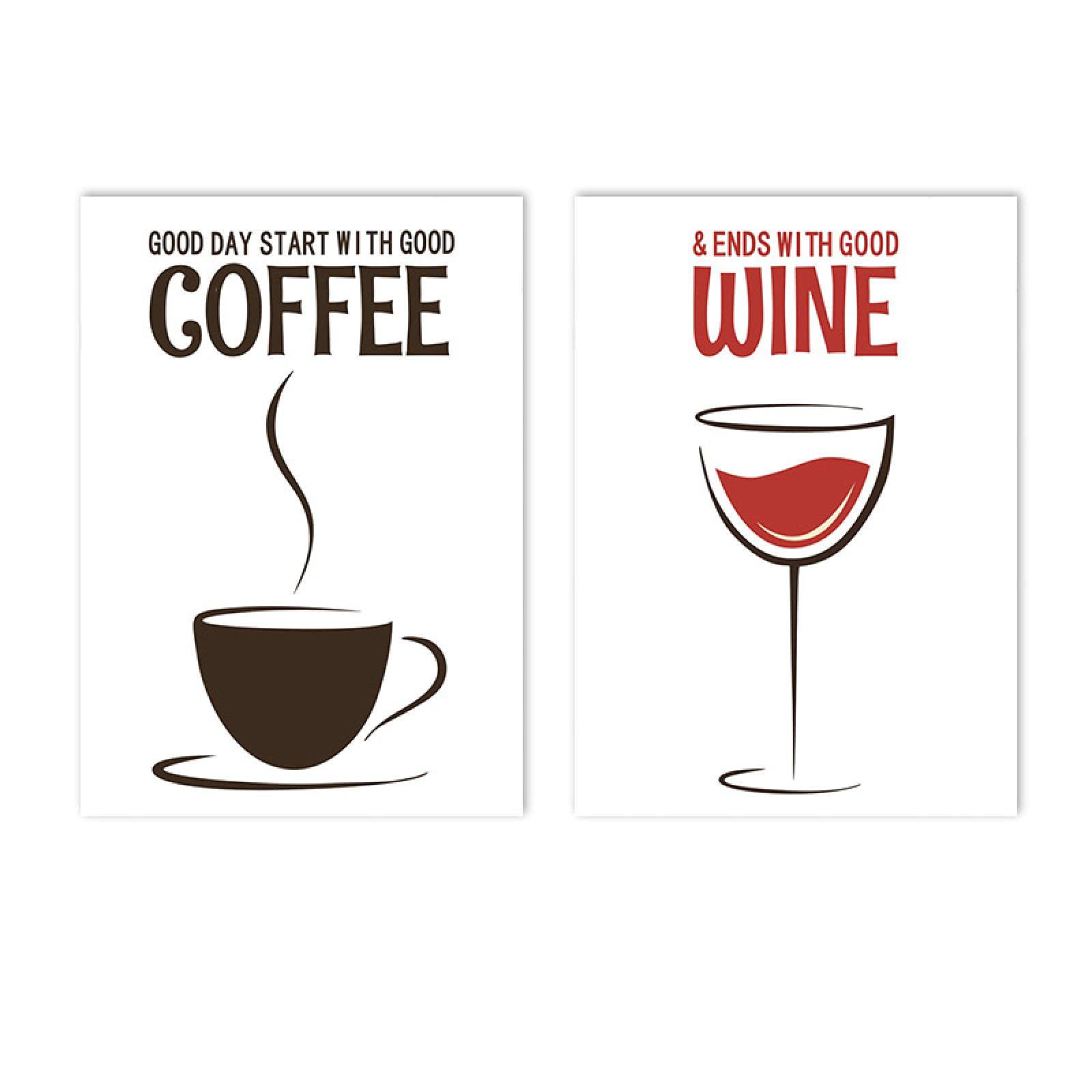 Guying Art Frameless Coffee And Wine Wall Art Canvas Painting Quotes Print Abstract Wine Art Poster For Kitchen Home Decoration Pictures 30X50cmx2