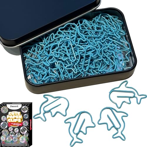 Daxtril Cute Paper Clips, 60PCS Dolphin Shaped Paper Clips Animal Bookmarks Clips,...