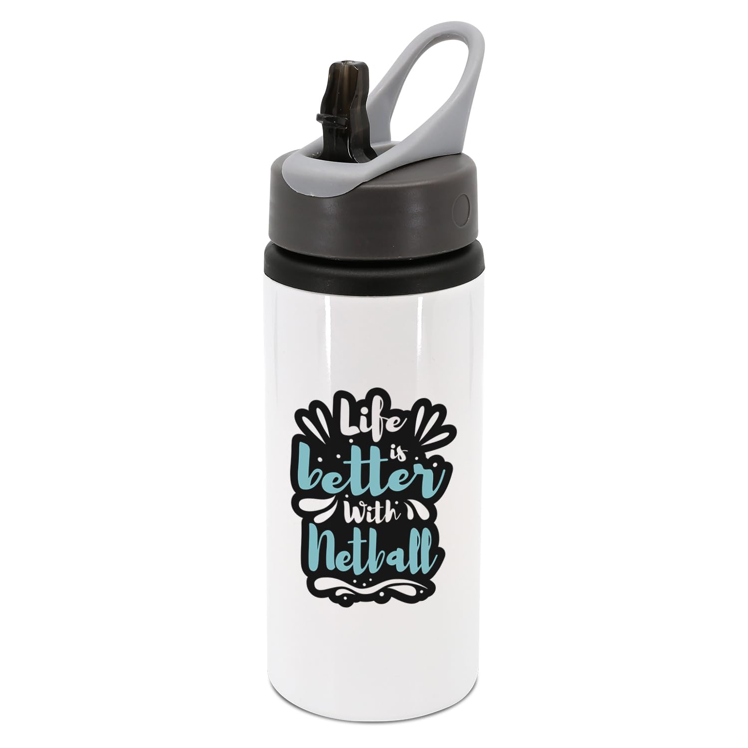New Spirit Original Life is better with netball water bottle with handle, drinks cup, drinks bottle, sports,. team sport, netball match