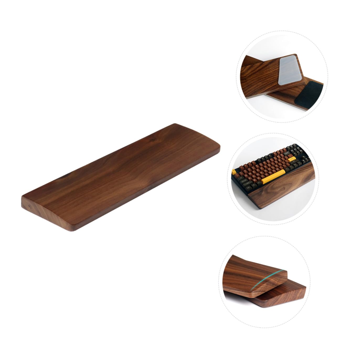 STOBAZA Handgelenkauflage aus Walnuss Holz für Tastatur und Laptop Ergonomisch Gestaltet Natürliche Holzstruktur 440x80mm Lindert Schmerzen Beim Tippen