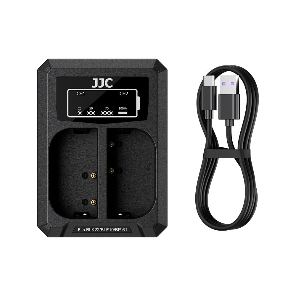 JJC DMW-BLF19 DMW-BLK22 Battery Charger for Panasonic Lumix DC-GH7 GH6 GH5