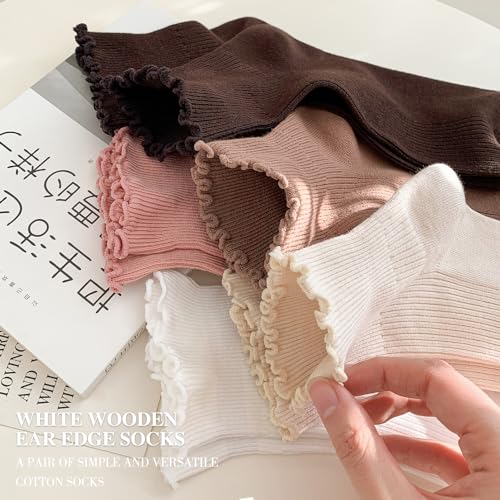 Women's Ruffle Ankle Socks, Soft Cotton Crew Socks4