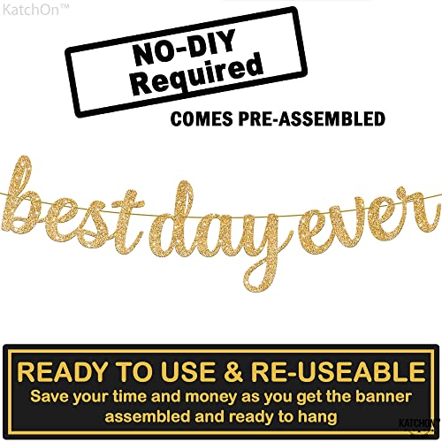 Image of Katchon, Gold Glitter Best Day Ever Banner - 10 Feet, No DIY | Best Day Ever Sign Grad Banner, Graduation Decorations 2026 | Congratulations Banners, Graduation Party Decorations Grad Banner