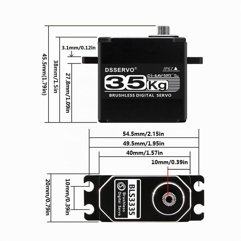 35kg Brushless RC Servo Full Metal Ingranaggi IP67 Impermeabile High Torque Fast Digital Steering Motor