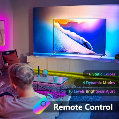 TASMOR 5M USB Powered LED Light Strip, RGB LED Strip Light with Remote, Music Sync, 4 Dynami Modes 16 Colors Dimmable, TV LED Backlight for Bedroom, Party, Kitchen, PC - Image 2