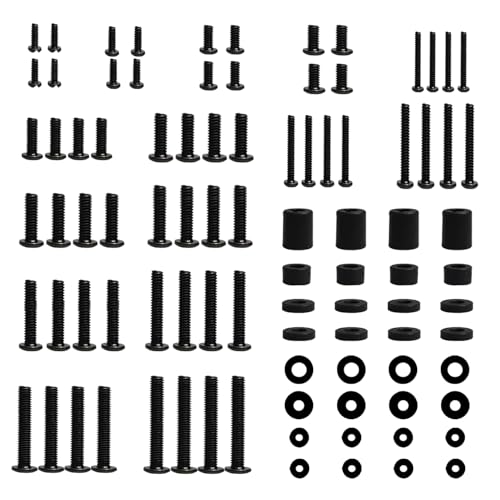 92pcs TV Bracket Screws, M4 M5 M6 M8 TV Mounting Hardware Kit, Includes Screw Washers & Spacers, Universal Vesa Screws Suitable for Most TV Wall Bracket and Monitor (Black)