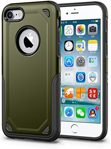 VAKO iPhone 8/7 Hybrid Case with Air Cushion Technology and Secure Grip Drop Dual-Layered Protection for Apple iPhone 8/7 Cover (Army Green)