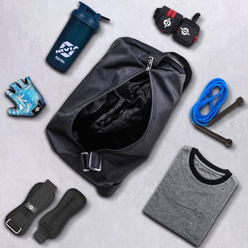NIVIA Basic Duffle Polyester Bag/Gym Bags/Adjustable Shoulder Bag for Men/Duffle Gym Bags for Men/Fitness Bag/Carry Bags/Sports & Travel Bag/Sports Kit/Duffle Bags Travel (Black) - Image 5