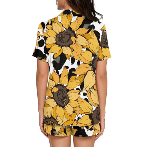 Image of Pjs Womens Short Sleeve Button Down Pajamas Set Two-Piece Nightwear with Pockets