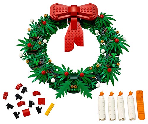 lego iconic christmas 2-in-1 wreath with big red bow and advent 40426