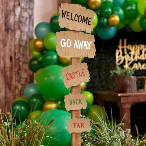 Image of Crtiin 5 Pcs Swamp Birthday Party Decor Green Directional Welcome Sign
