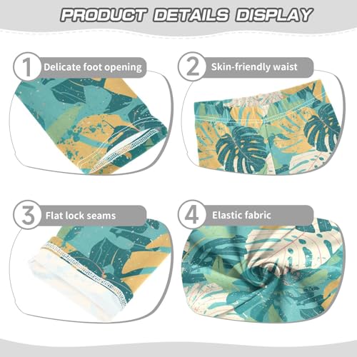 KLL Leaves Monstera Blots Little Girls Leggings Stretchy Full Length Pants Gym3