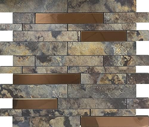 Weimeisc 10 Sheets Peel and Stick Backsplash Tile for Kitchen, Self-Adhesive Mosaic Tile, Stick on Bathroom Vanities，Fireplace Décor, Laundry Table(11.25" X 12.7") (Rusty Stone Pattern)