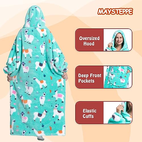 Oversized Blanket Hoodie, Adult Women Sherpa Fleece Wearable Blanket Warm and Cozy Giant Hooded Blanket Fluffy Sweatshirt for Women and Men - Image 4