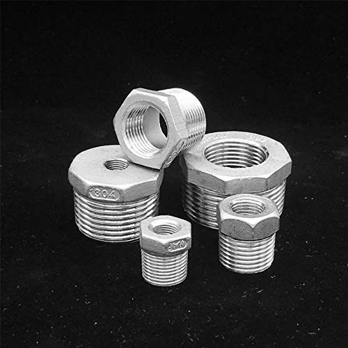 2 Pezzi Boccola Esagonale Riduzione In Acciaio Inox 304, Filetto 1/4" Maschio A 1/8" Femmina BSP - 3