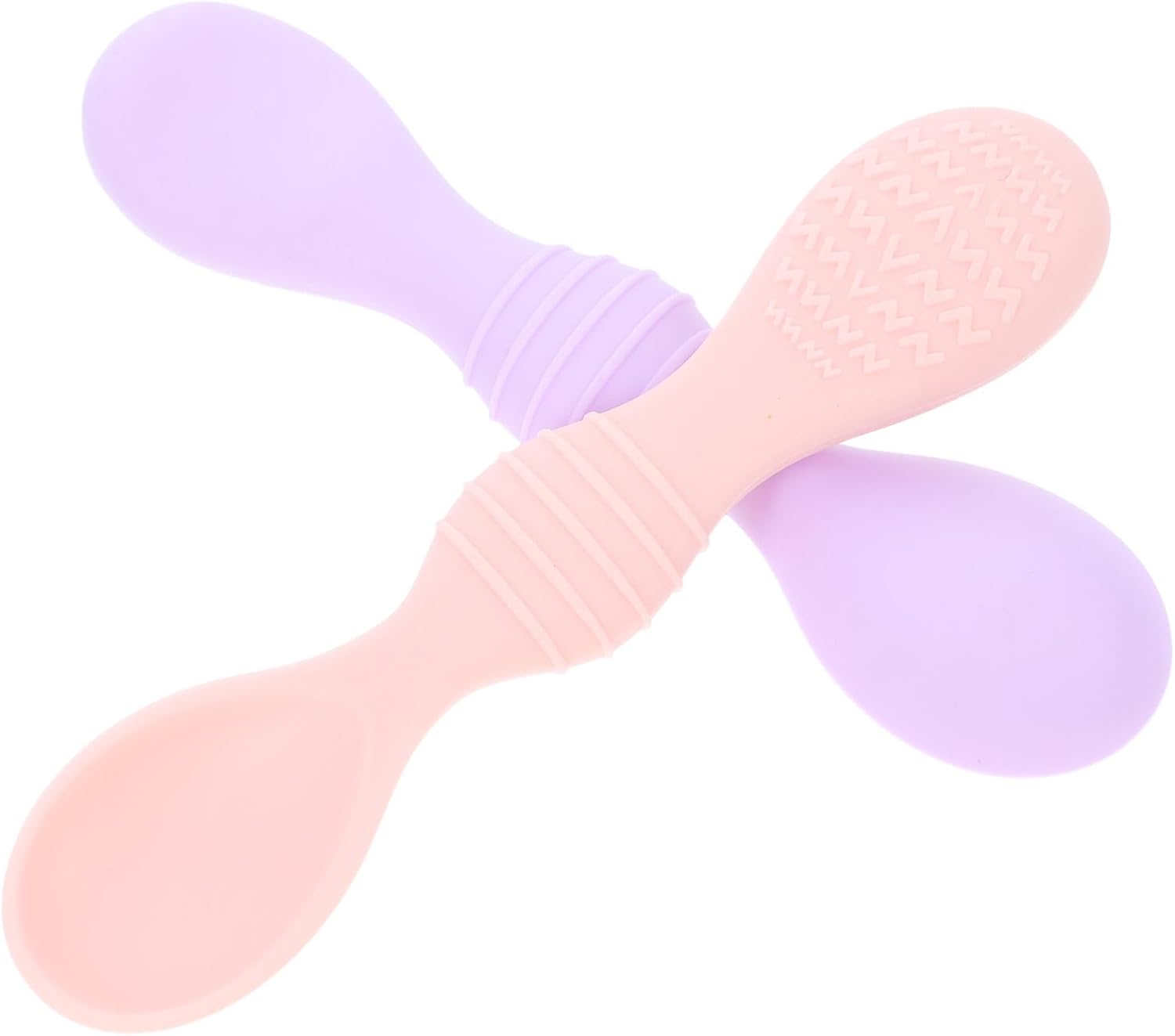 BESPORTBLE 2pcs Silicone Feeding Spoons for Boy Girl Soft Flexible Tips Training Spoons for Self-feeding in Purple and Pink Weaning Utensils for Rice Paste and Liquid Foods - Image 1 of 9