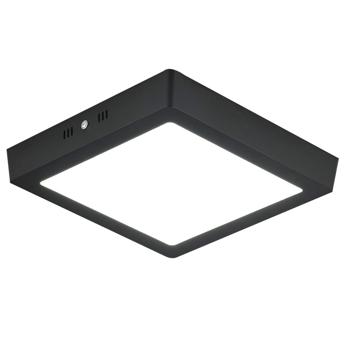JIINOO Square Black Flush Mount Ceiling Light, 24W Surface Mounted LED Kitchen Ceiling Lighting Fixture, Panel Ceiling Lamps for Office, Stairwell, Kitchen, Bedroom, 6500K/Cool White, 11.8 Inches
